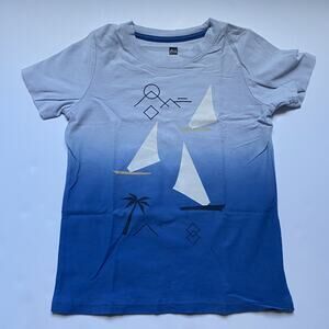 Tea Collection Blue Ombre Tie Dye Sailboats T-shirt